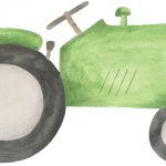 Decor pre-encolle green tractor Vert prairie
